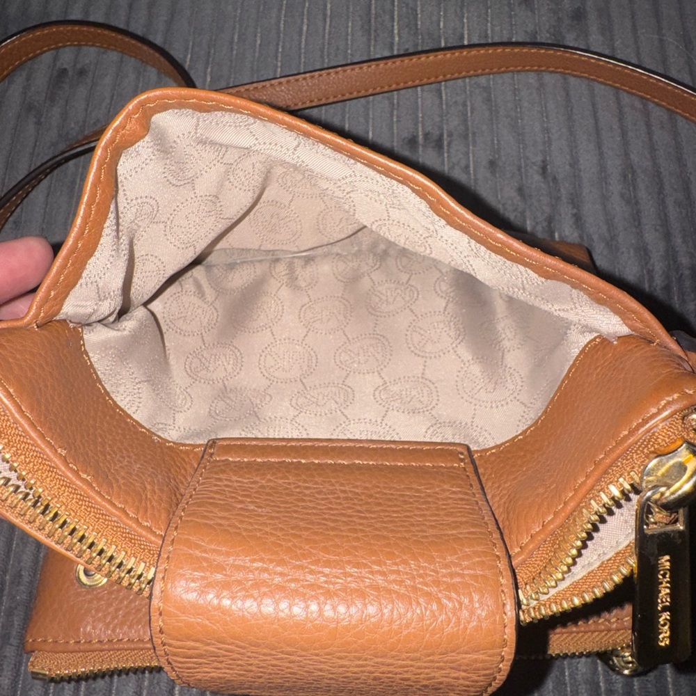 Michael Kors Tan Leather MK Logo Crossbody Bag - Picture 8 of 8